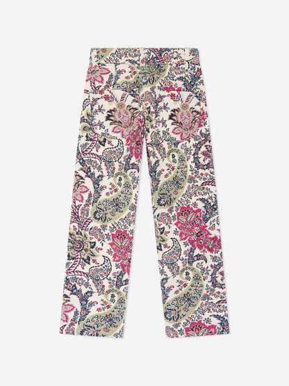 Etro 女童象牙色佩斯利印花长裤