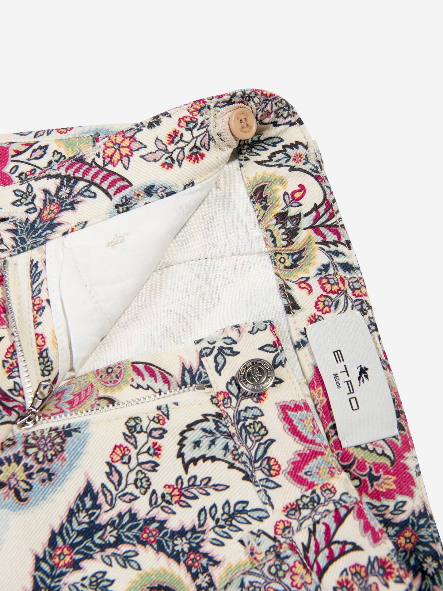 Etro 女童象牙色佩斯利印花长裤