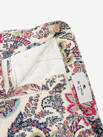 Etro 女童象牙色佩斯利印花长裤