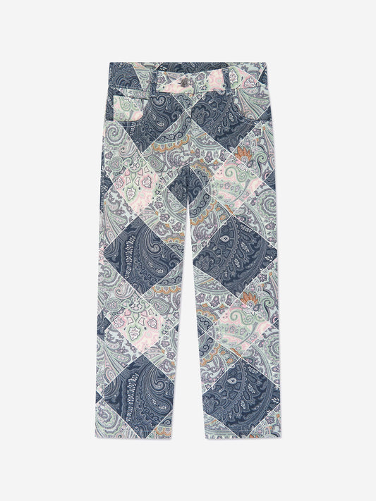 Etro 女童蓝色佩斯利长裤