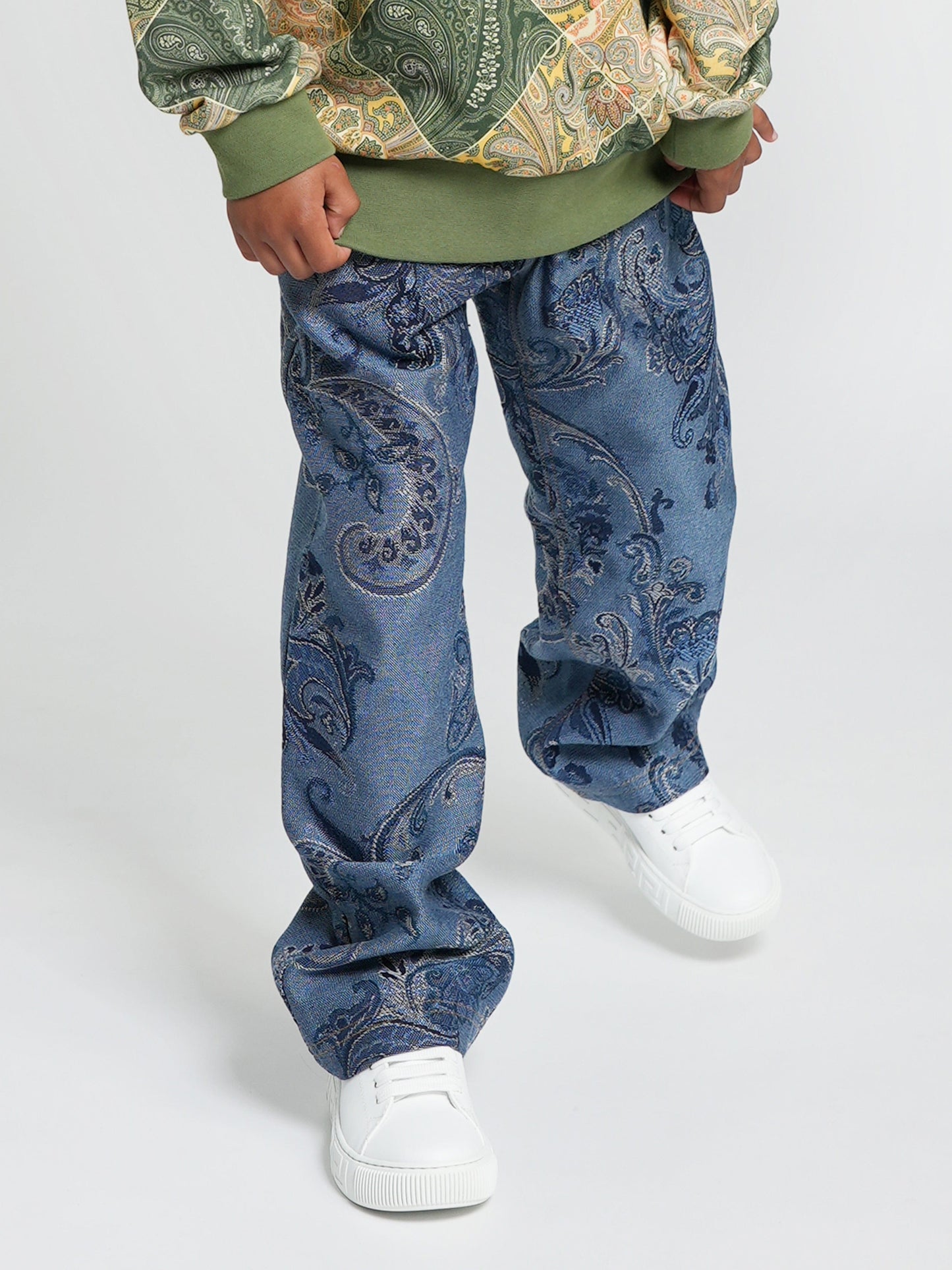 Etro Boys 蓝色佩斯利牛仔裤