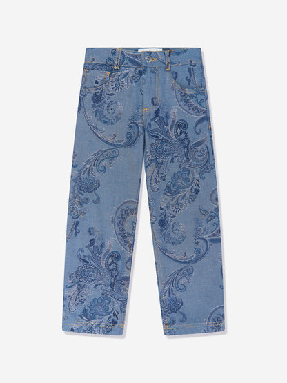 Etro Boys 蓝色佩斯利牛仔裤