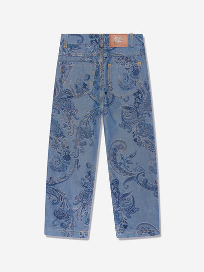 Etro Boys 蓝色佩斯利牛仔裤