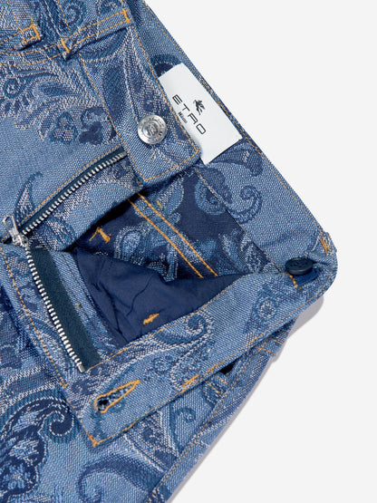 Etro Boys 蓝色佩斯利牛仔裤