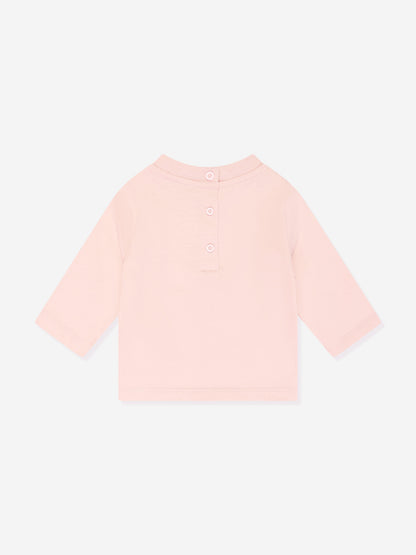 Etro 女婴长袖徽标 T 恤（粉色）