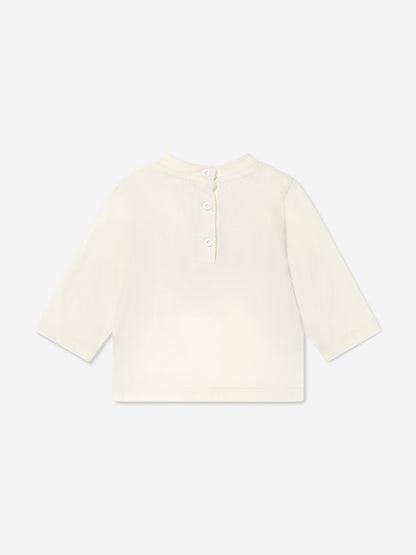 Etro 女婴长袖徽标 T 恤（象牙色）