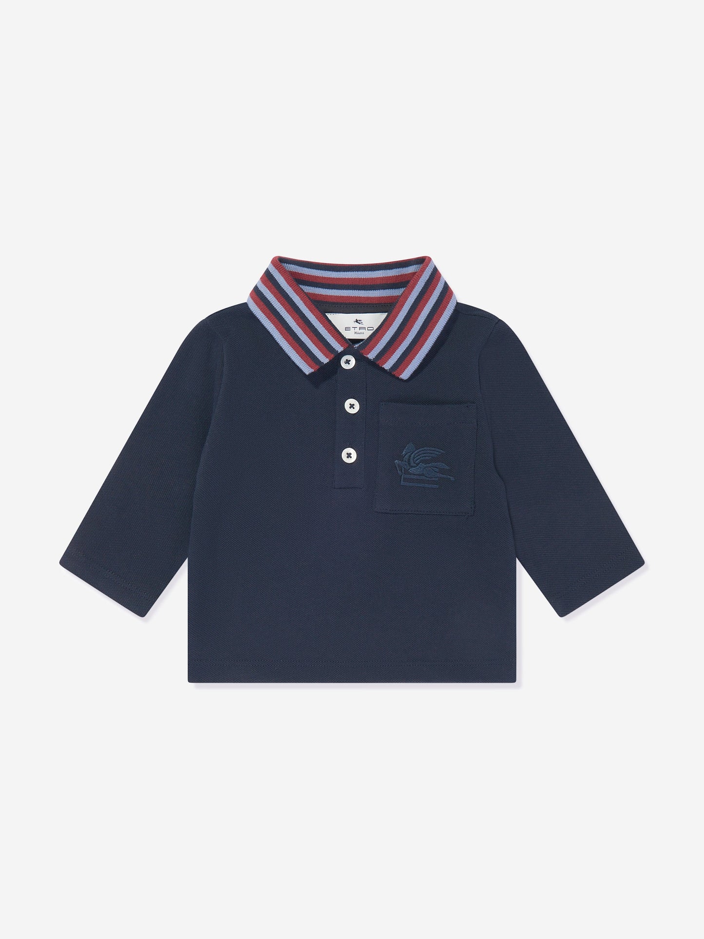 Etro 男婴长袖 Polo 衫（海军蓝）