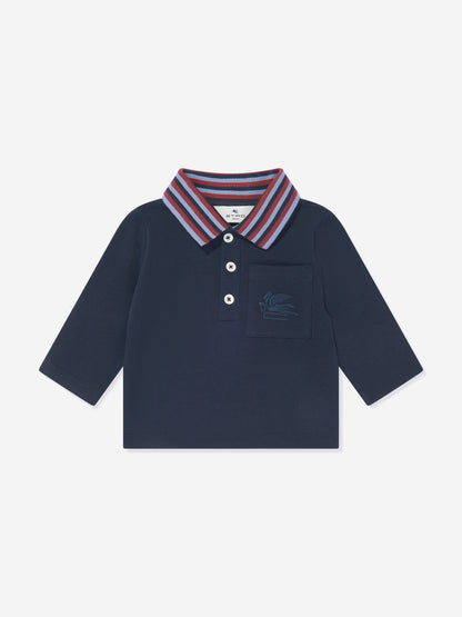 Etro 男婴长袖 Polo 衫（海军蓝）