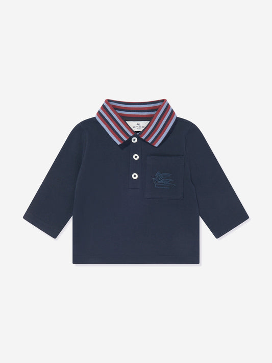 Etro 男婴长袖 Polo 衫（海军蓝）