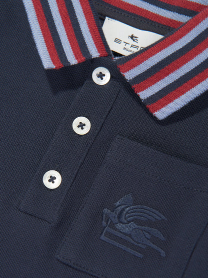 Etro 男婴长袖 Polo 衫（海军蓝）