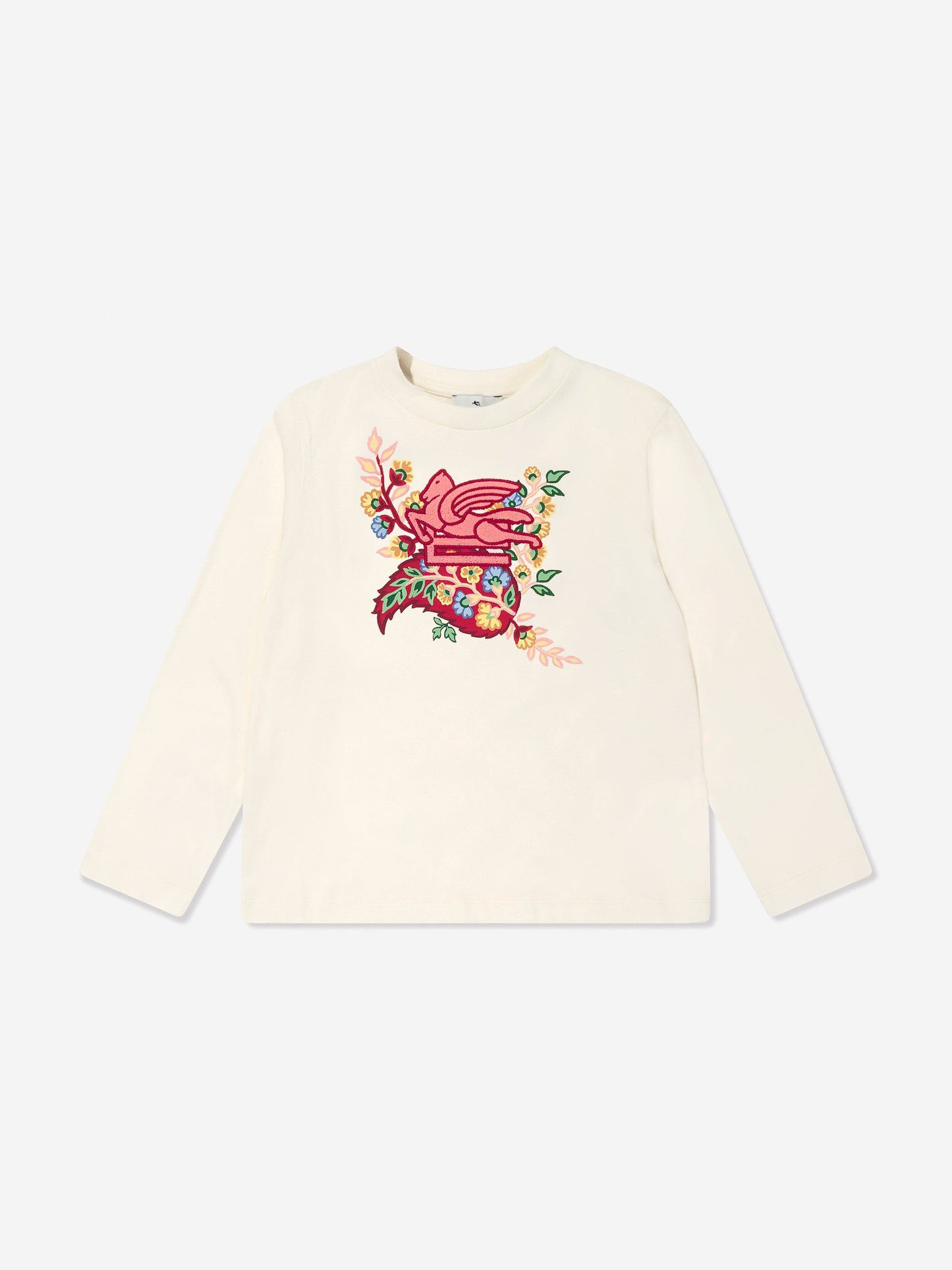 Etro 女童长袖徽标 T 恤（象牙色）