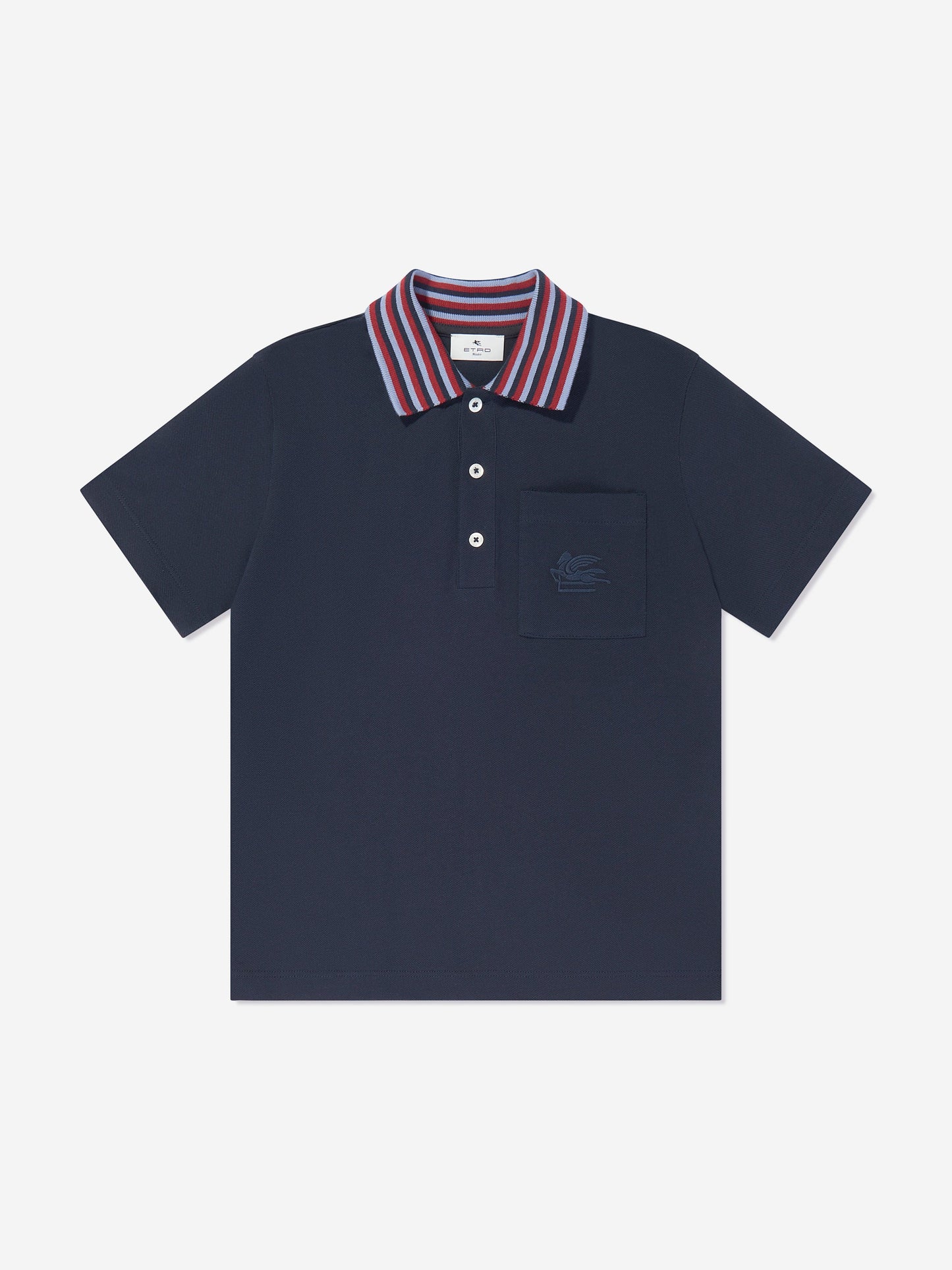 Etro 男童海军蓝条纹领 Polo 衫