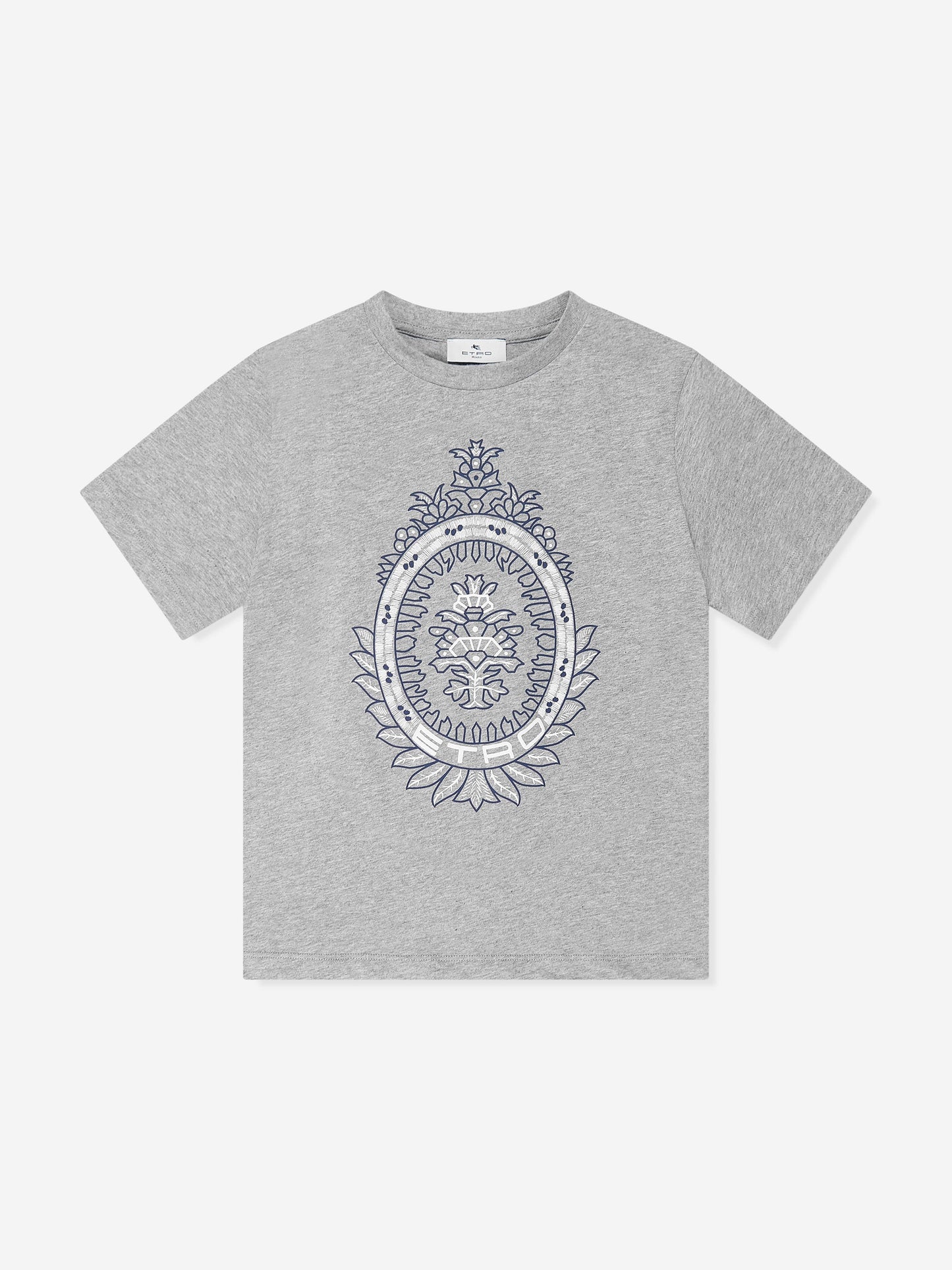 Etro 男童灰色 Crest Logo T 恤