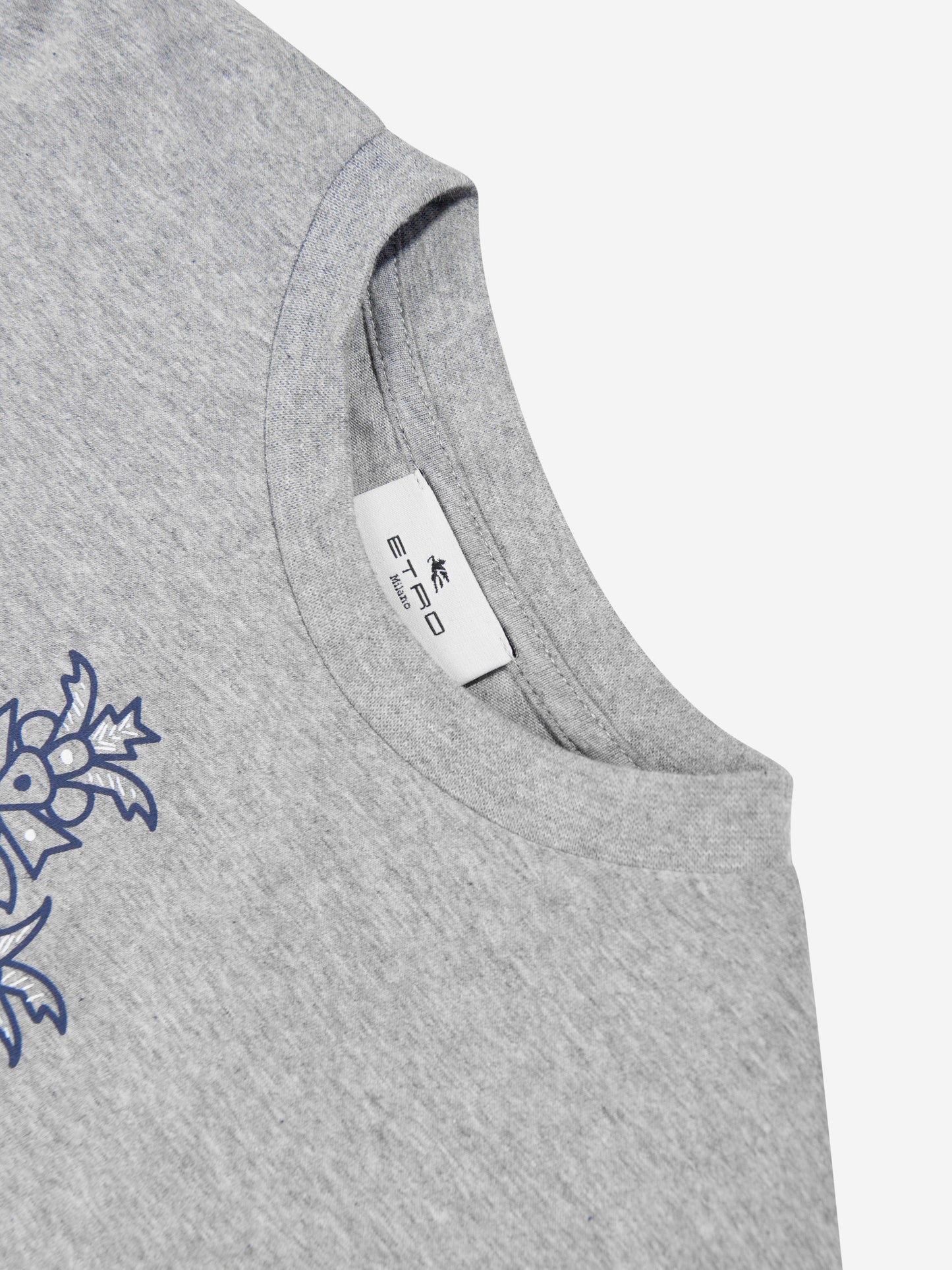 Etro 男童灰色 Crest Logo T 恤