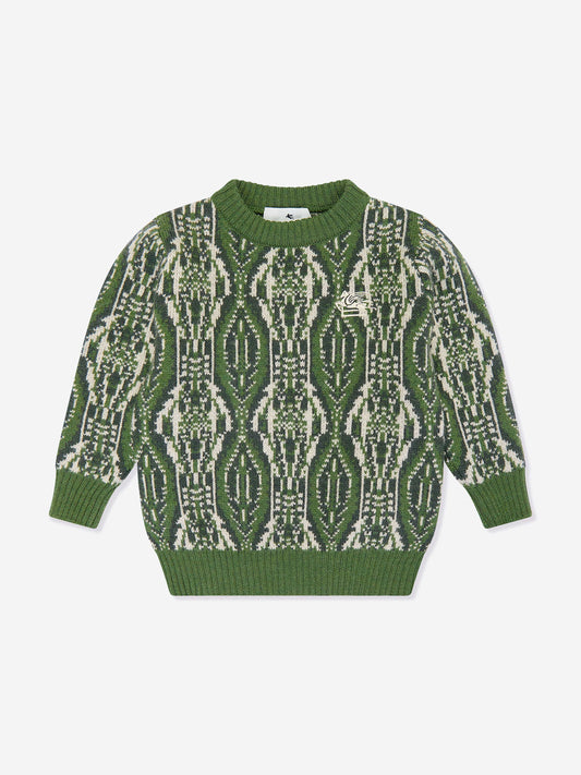 Etro 男童绿色羊毛针织套衫