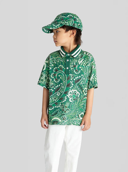 Etro Boys 绿色花卉佩斯利帽