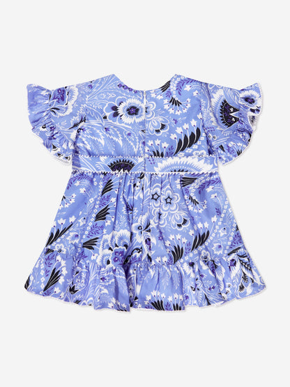 Etro 女婴蓝色花卉佩斯利连衣裙