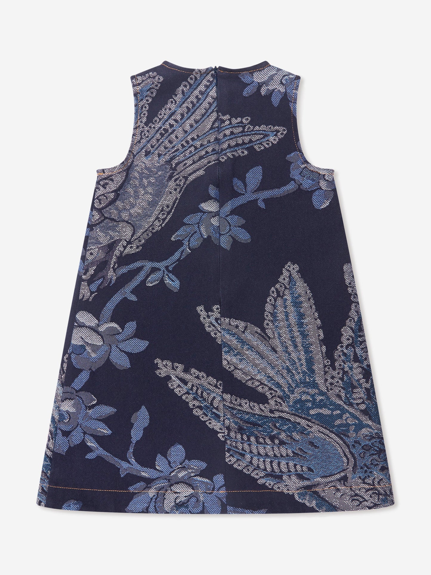 Etro 女童提花花鸟连衣裙（海军蓝）