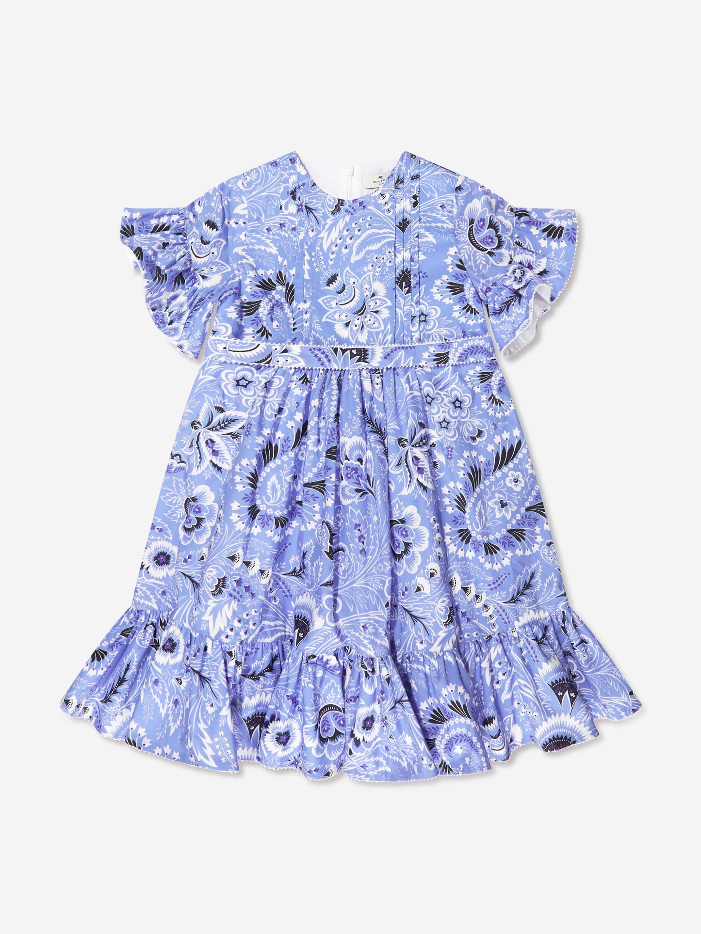 Etro 女童蓝色花卉佩斯利连衣裙