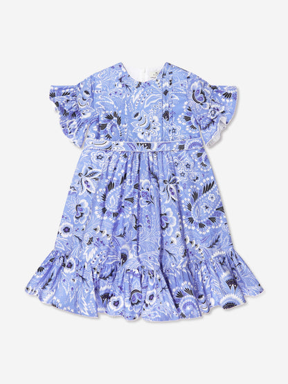 Etro 女童蓝色花卉佩斯利连衣裙