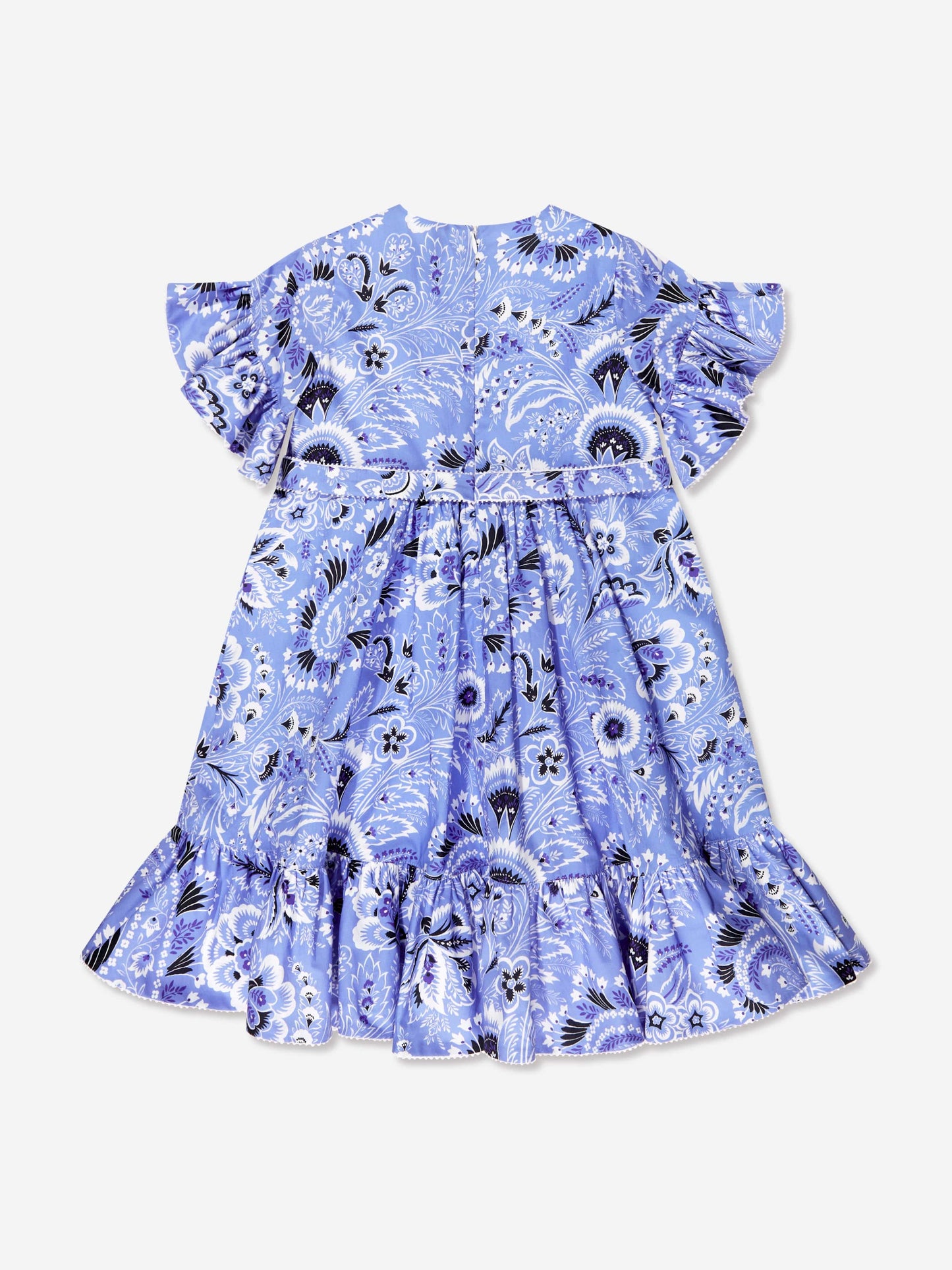 Etro 女童蓝色花卉佩斯利连衣裙