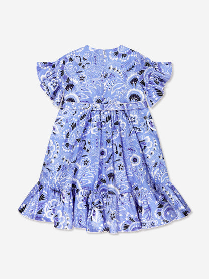 Etro 女童蓝色花卉佩斯利连衣裙