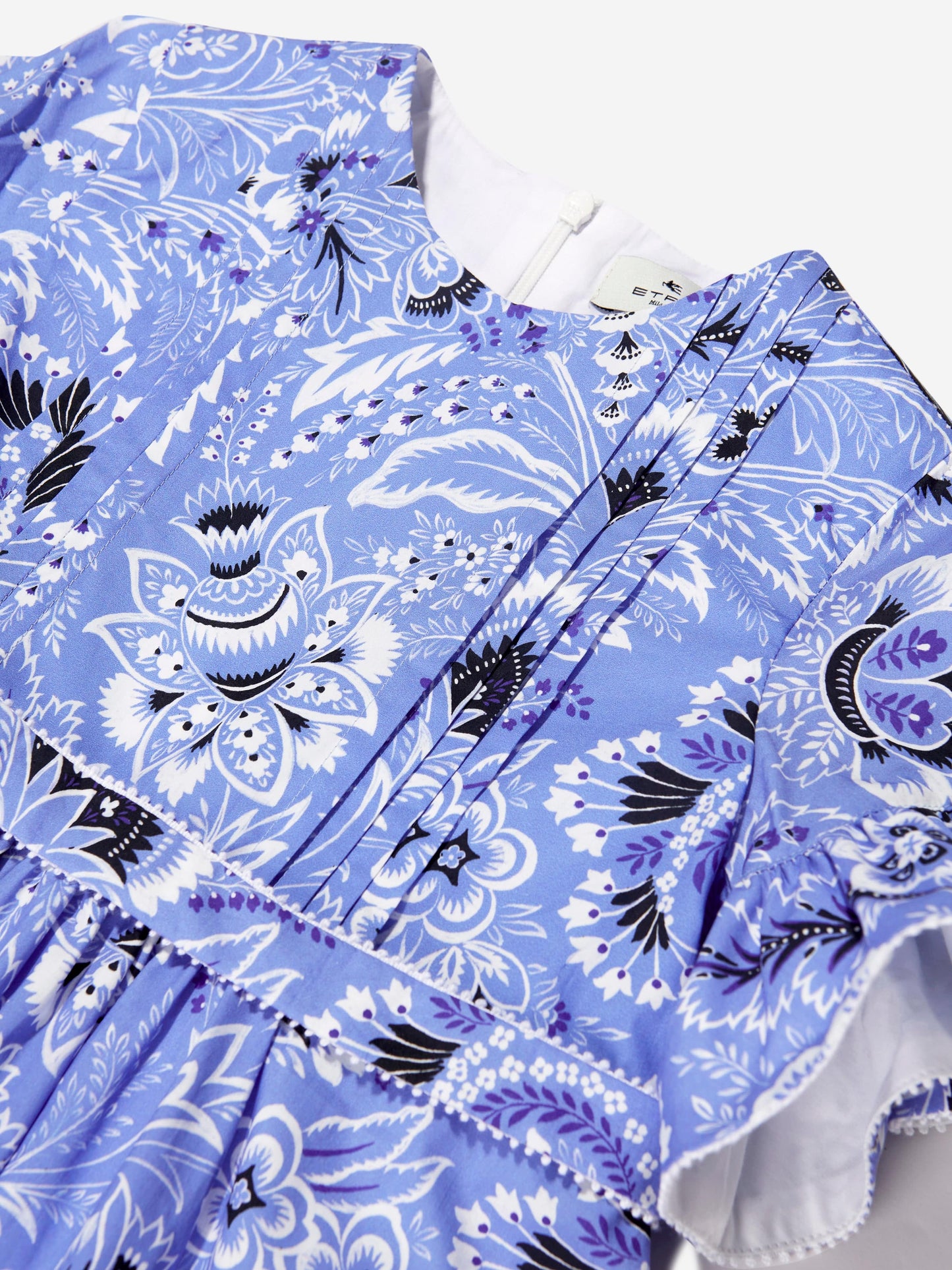 Etro 女童蓝色花卉佩斯利连衣裙