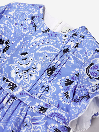 Etro 女童蓝色花卉佩斯利连衣裙