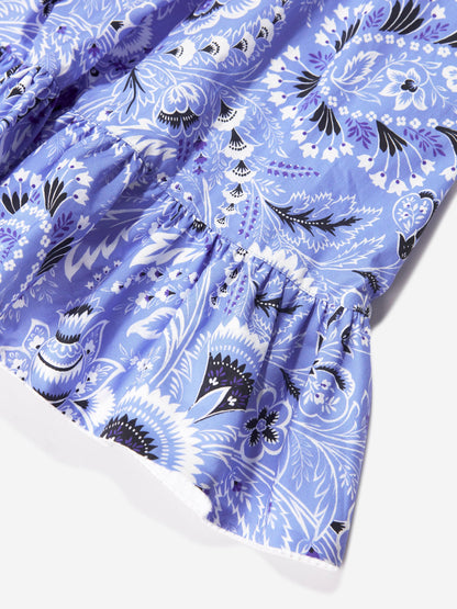 Etro 女童蓝色花卉佩斯利连衣裙