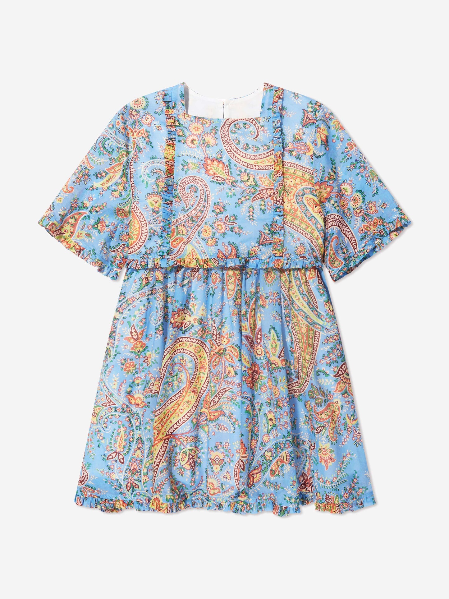 Etro 女童蓝色花卉佩斯利连衣裙