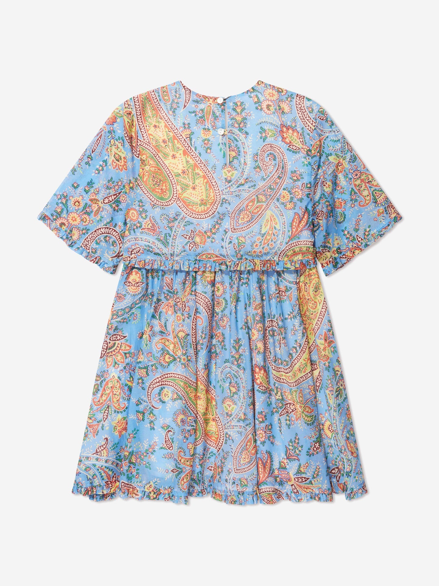 Etro 女童蓝色花卉佩斯利连衣裙
