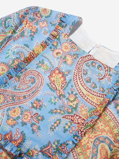 Etro 女童蓝色花卉佩斯利连衣裙
