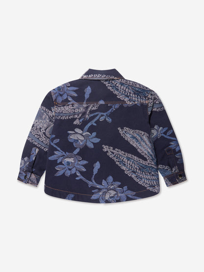 Etro Boys 提花花鸟夹克（海军蓝）