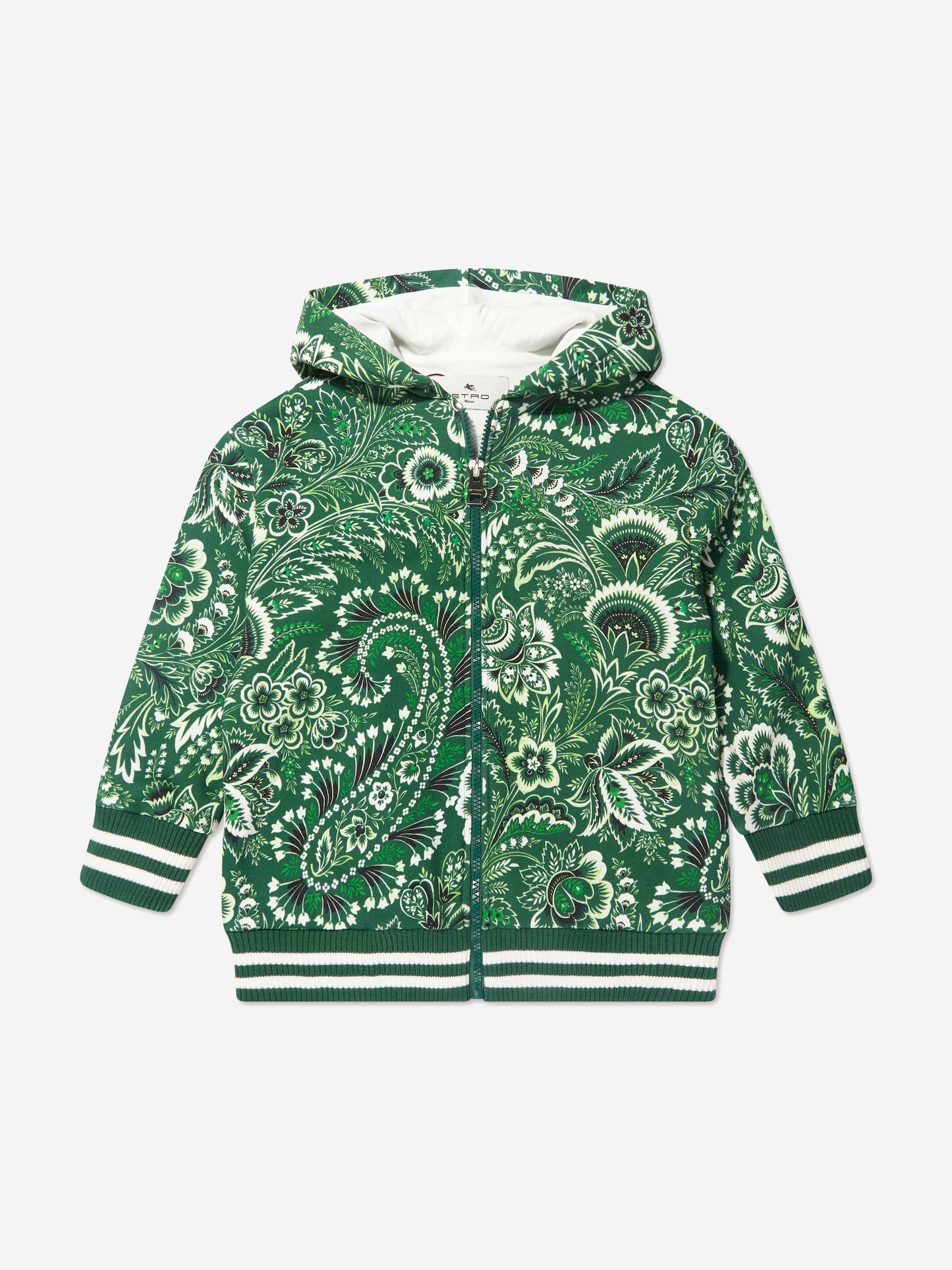 Etro Boys 绿色花卉佩斯利拉链上衣
