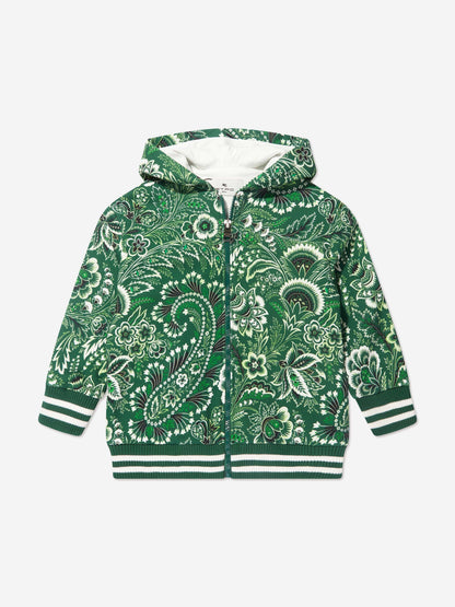 Etro Boys 绿色花卉佩斯利拉链上衣