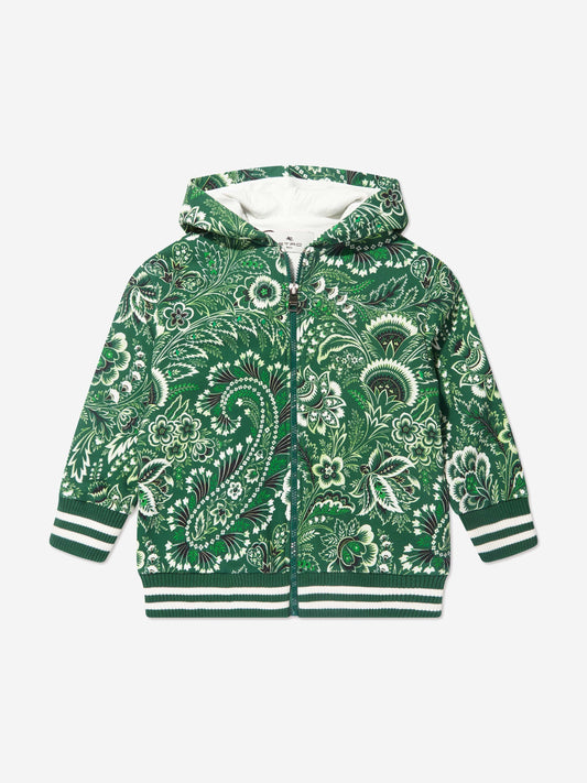 Etro Boys 绿色花卉佩斯利拉链上衣