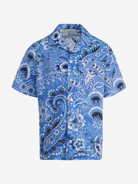 Etro 男童蓝色花卉佩斯利衬衫