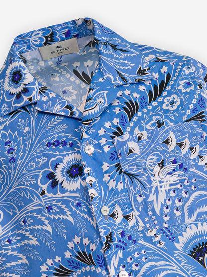 Etro 男童蓝色花卉佩斯利衬衫