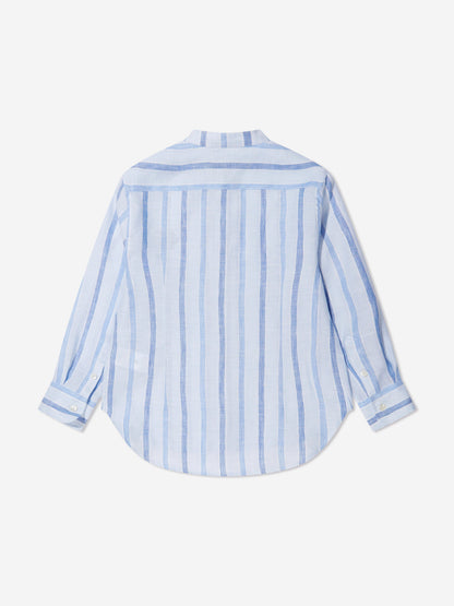 Etro 男童白色条纹亚麻衬衫