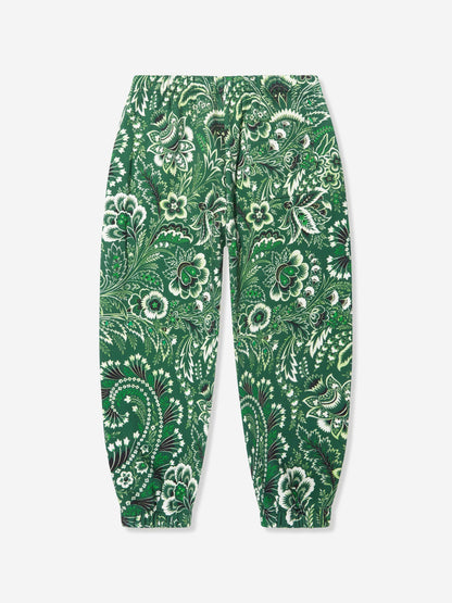 Etro Boys 绿色花卉佩斯利慢跑裤
