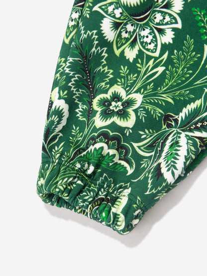 Etro Boys 绿色花卉佩斯利慢跑裤