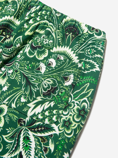 Etro Boys 绿色花卉佩斯利慢跑裤