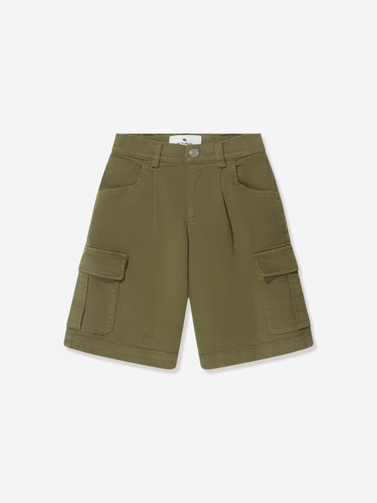 Etro 男童绿色工装短裤