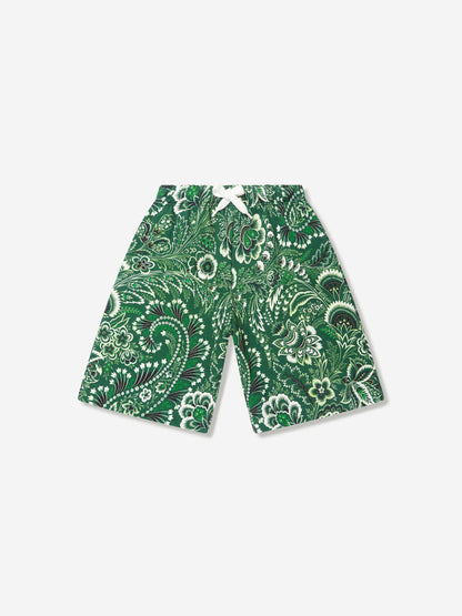Etro 男童绿色花卉佩斯利短裤