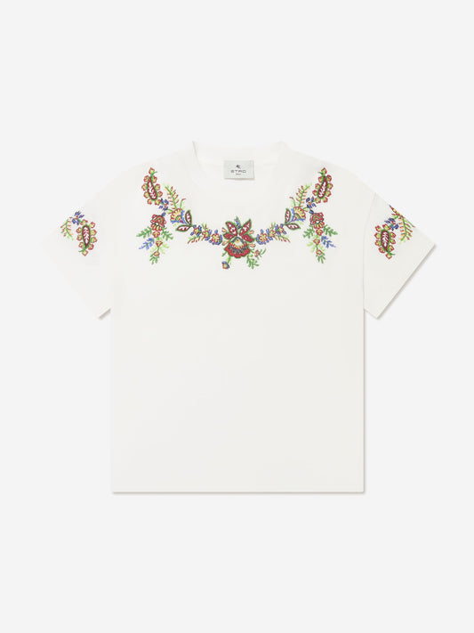 Etro 女童象牙色花卉印花 T 恤