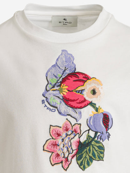 Etro 女童象牙色花朵印花 T 恤