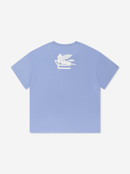Etro 男童蓝色徽标 T 恤