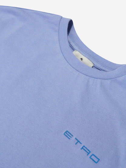 Etro 男童蓝色徽标 T 恤