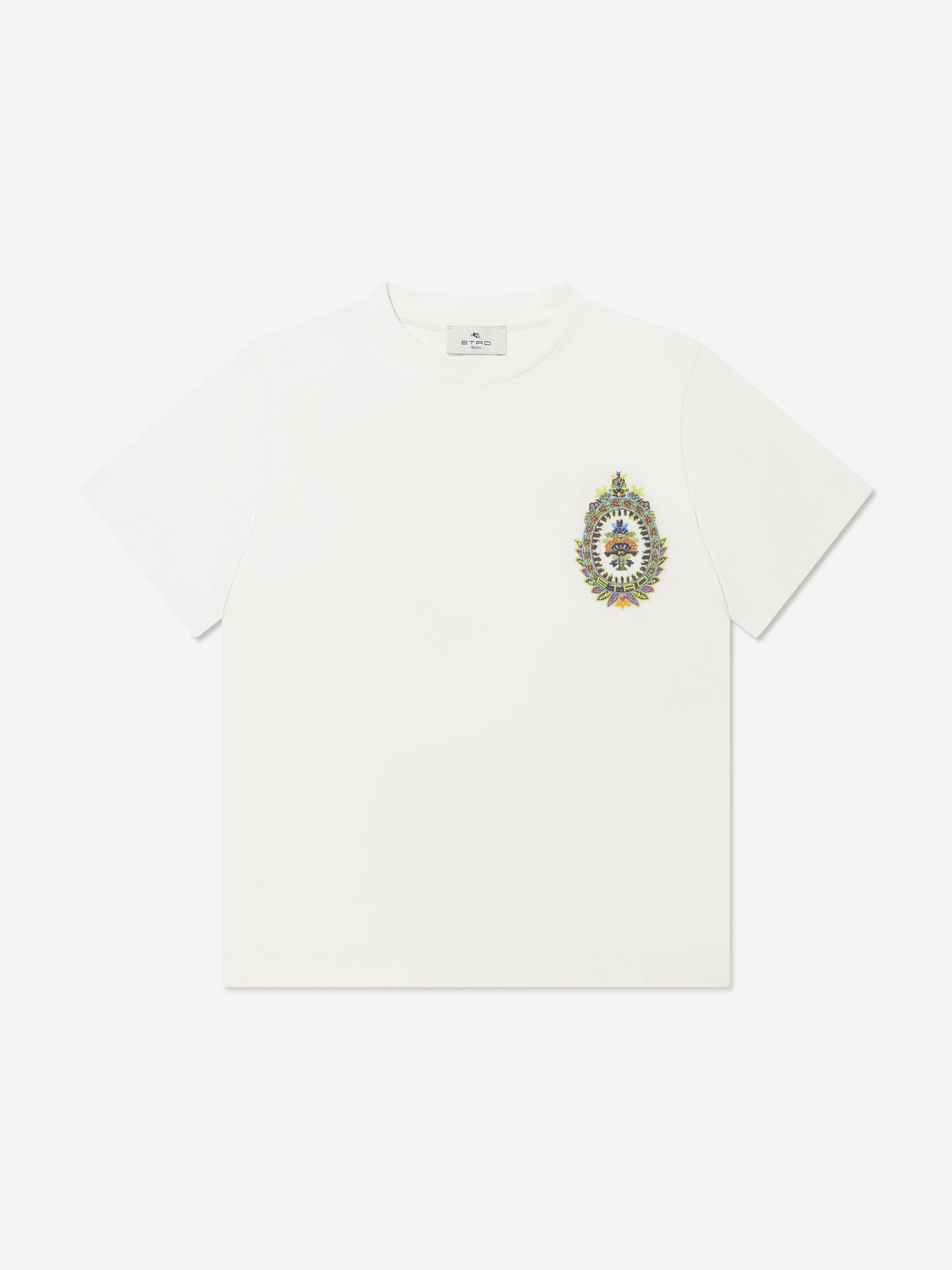 Etro 男童象牙色徽章徽标 T 恤