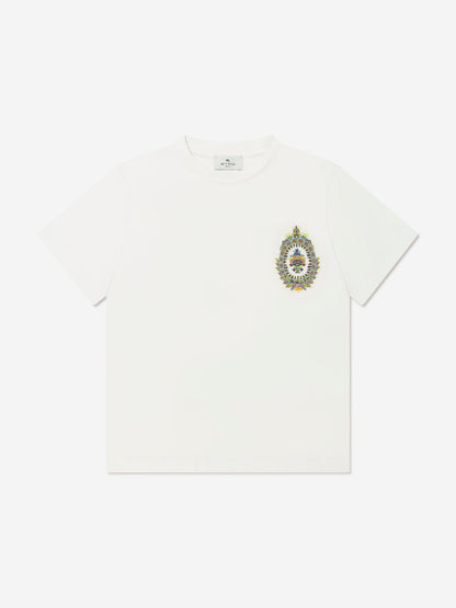 Etro 男童象牙色徽章徽标 T 恤